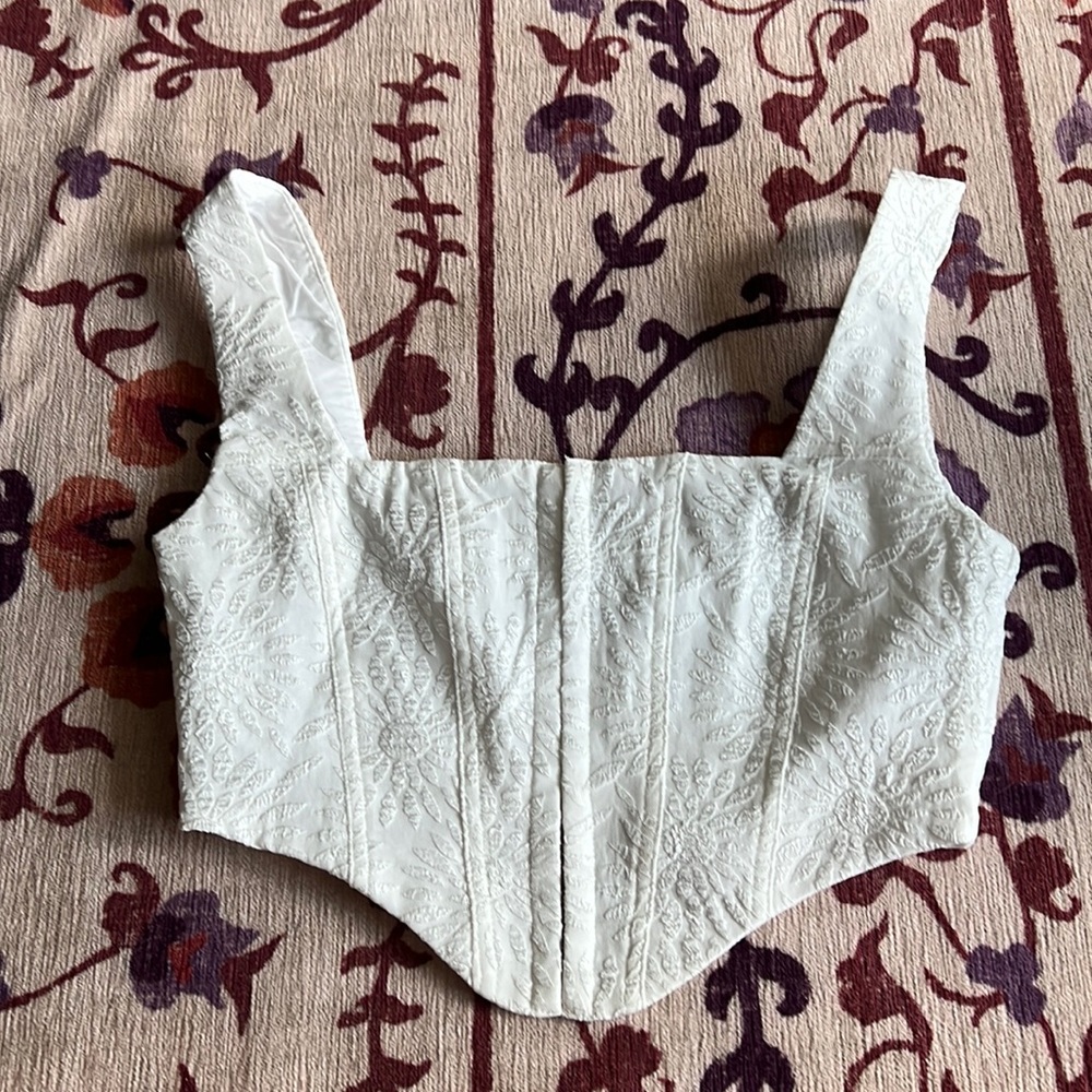 White embroidered corset